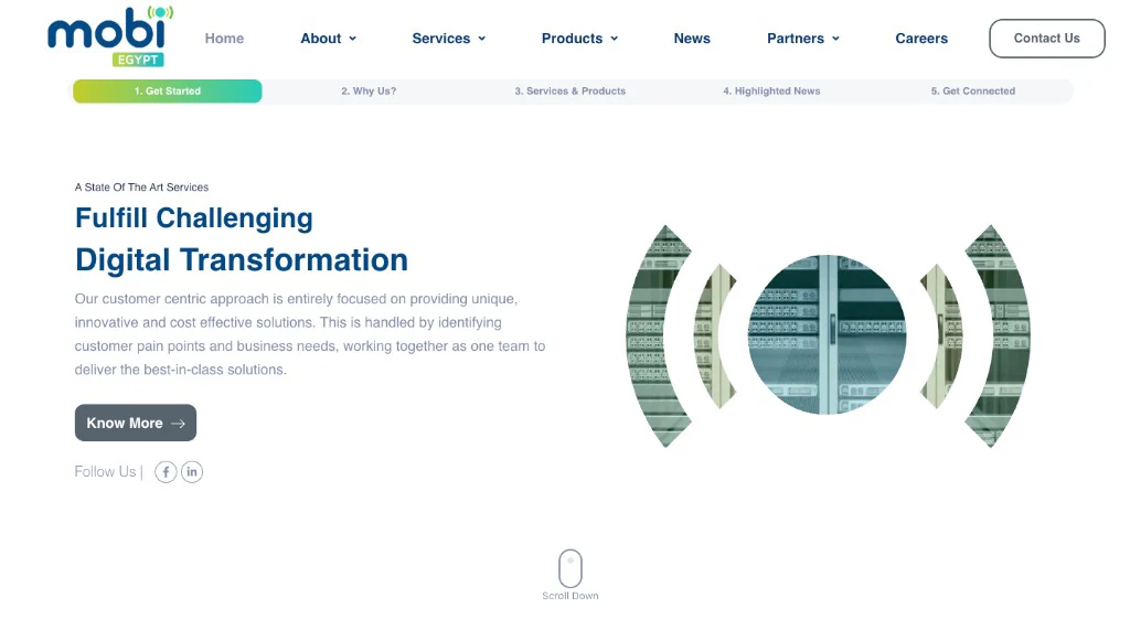 Mobi Egypt digital transformation website homepage