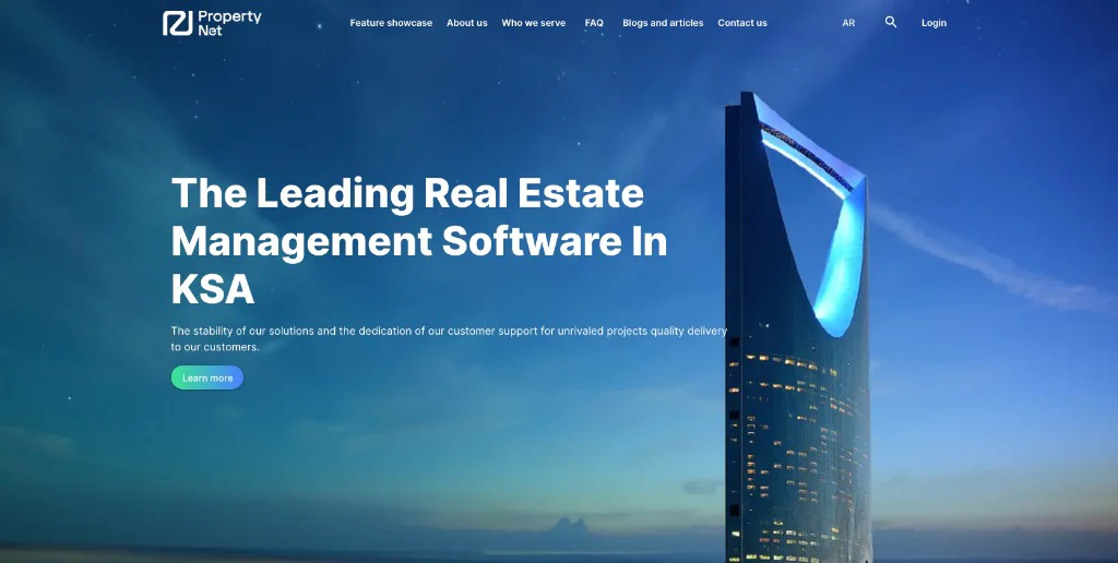 PropertyNet real estate management software website homepage